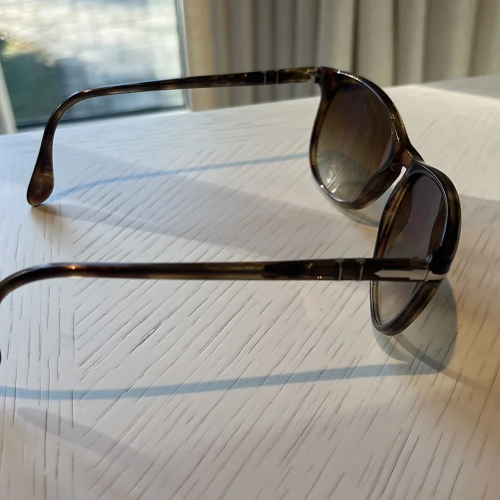 Persol Brown Gradient Round Sunglasses